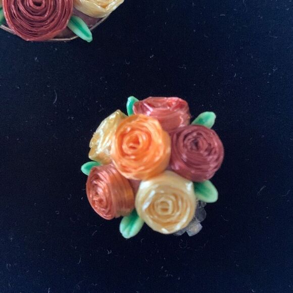 Vintage Signed West-Germany 50’s Floral Brooch Earrings Set - Picture 6 of 15